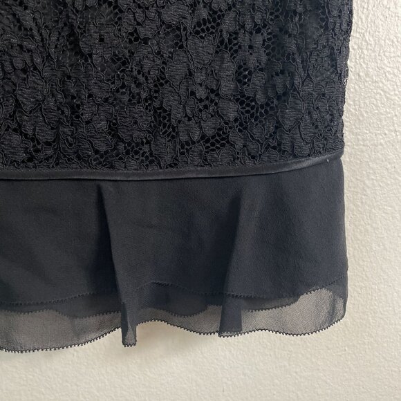 Tory Burch Womens 8 Bovary Lace Black Sheath Dress Ruffle Hem Short Sleeve - Picture 10 of 12